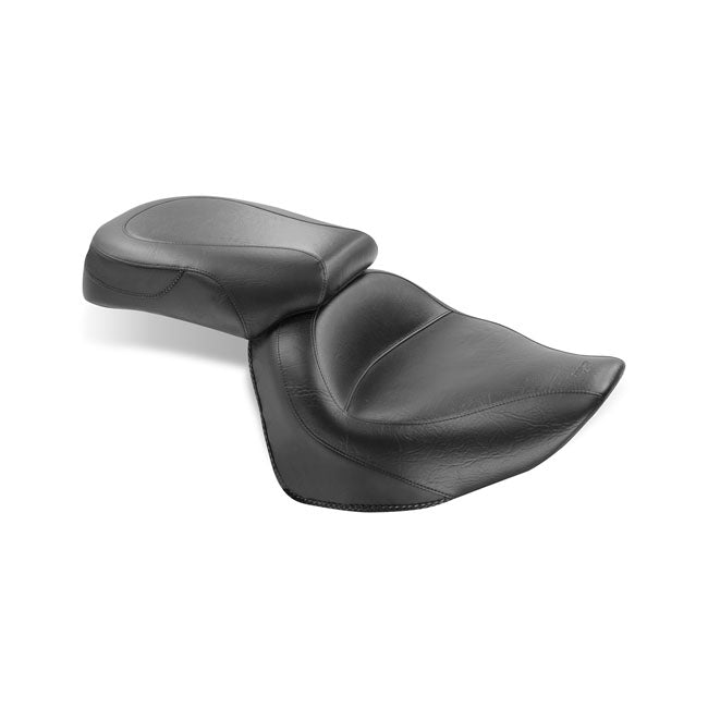 Mustang 2-P Wide Touring Vintage Seat Plain Black – Yamaha: 2008–2017 Raider