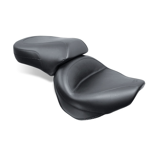 Mustang Wide Touring Vintage Seat Plain Black – Yamaha: 1998–2016 V-Star 650 Custom…
