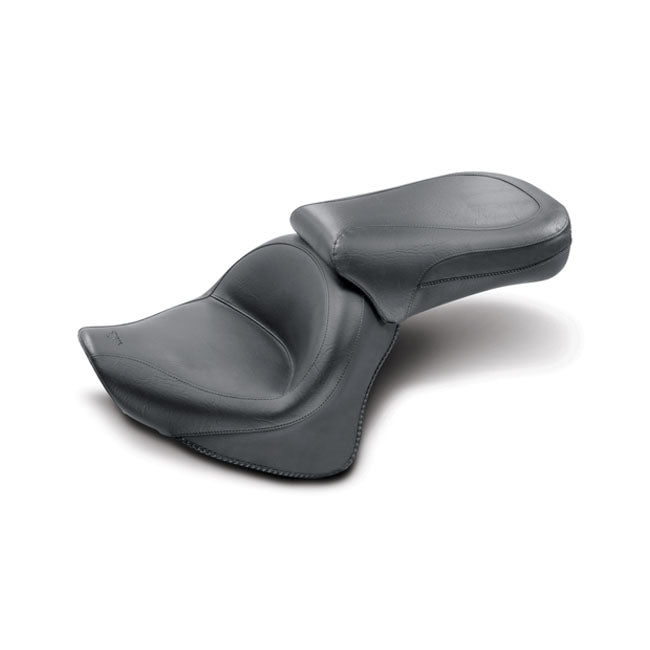 Mustang 2-P Wide Touring Vintage Seat Plain Black – Yamaha: 1998–2010 V-Star 650 Classic…