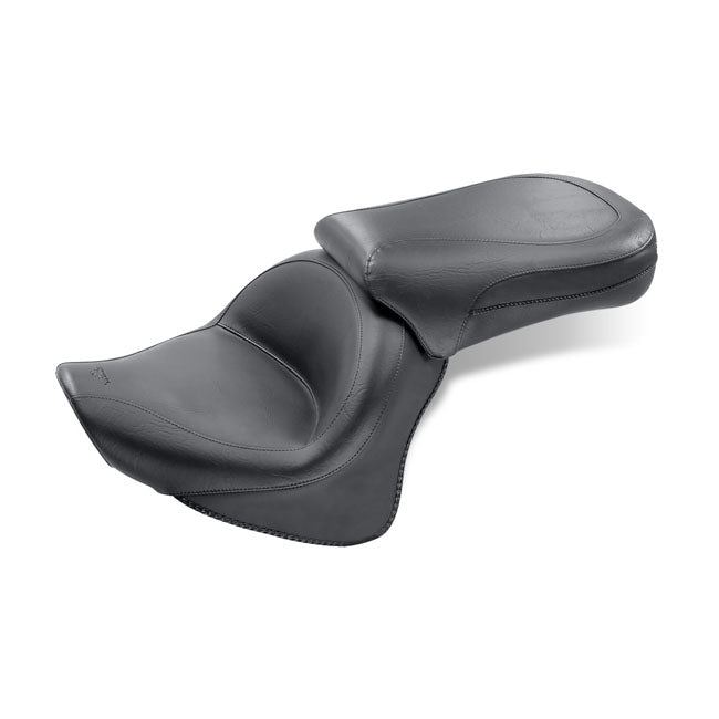 Mustang 2-P Wide Touring Vintage Seat Plain Black – Yamaha 1998–2016 V-Star 650 Custom
