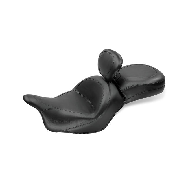 Mustang 1 Piece 2-Up Wide Touring Vintage Seat Plain Black – 2009–2013 Kawasaki Vulcan 1700 Classic