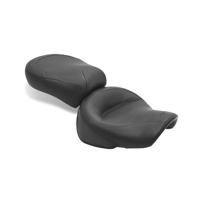 Mustang 2-P Wide Touring Vintage Seat Plain Black – Kawasaki: 1996–2004 Vulcan1500 Classic…