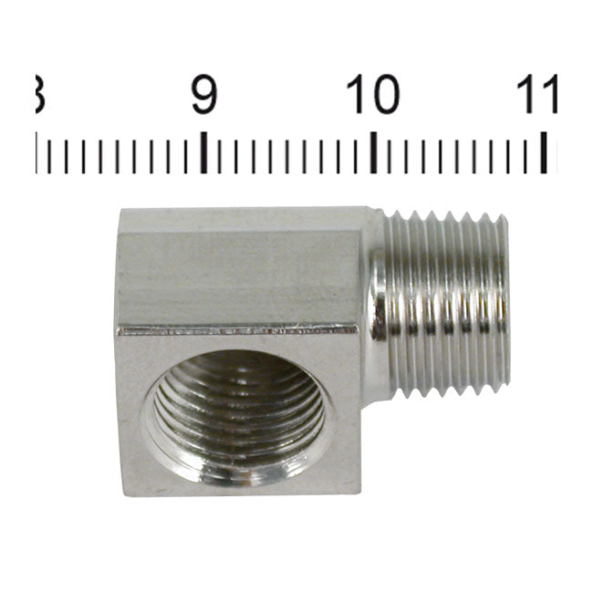 Streethogs Oil Fitting Adapter, 90 Degree. Stainless – 1968–1998 Big Twin; 1970–1979 XR750