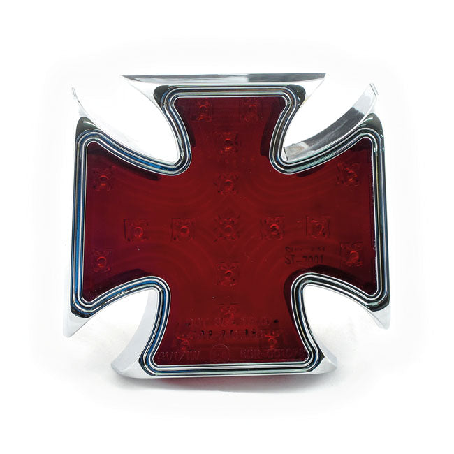 MCS Maltese Cross Billet LED Taillight. Red Lens