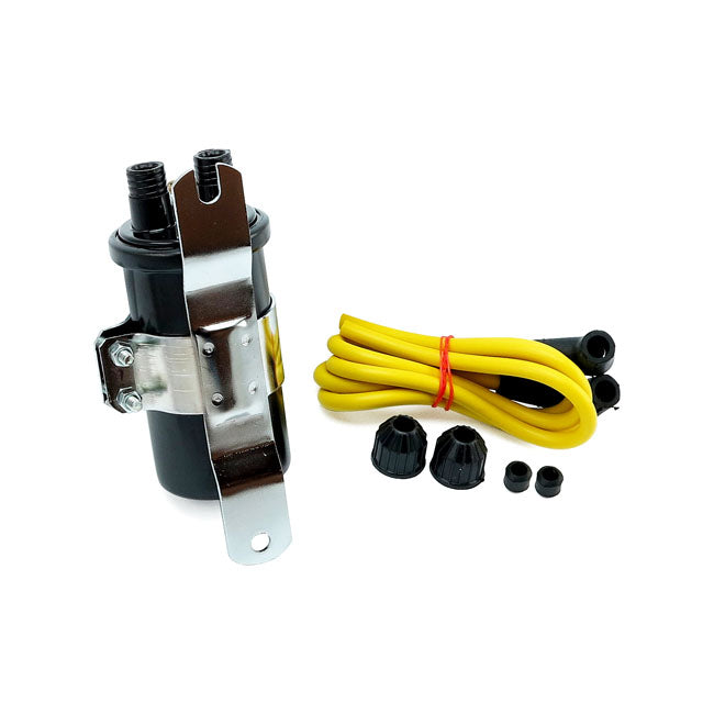 MCS Round Custom Ignition Coil Kit, 6v. Black – Points Style Ignition in Custom…