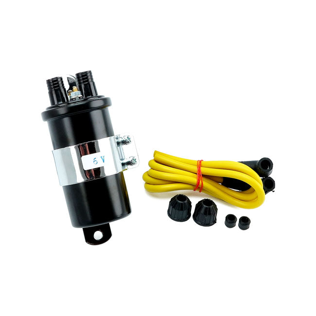 MCS Round Custom Ignition Coil Kit, 6v. Black – Points Style Ignition in Custom…