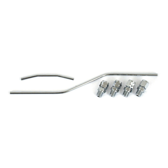 MCS Shovel Rocker Box Oil Line Kit. Chrome – 1966–1984 Shovelhead