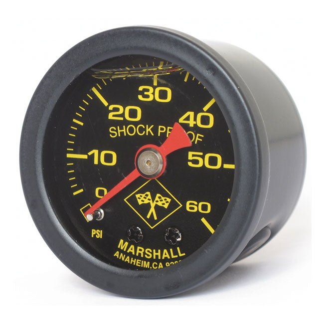 Marshall Oil Pressure Gauge, 0-60 PSI. Black Housing