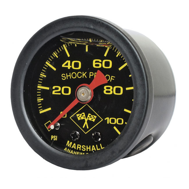 Marshall Oil Pressure Gauge, 0-100 PSI. Black Housing
