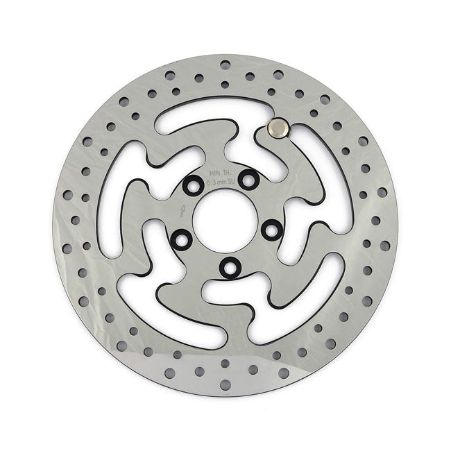 MCS Brake Rotor Rear, Drilled. Polished Stainless Steel – Rear: 2008–2026 FLT/Touring