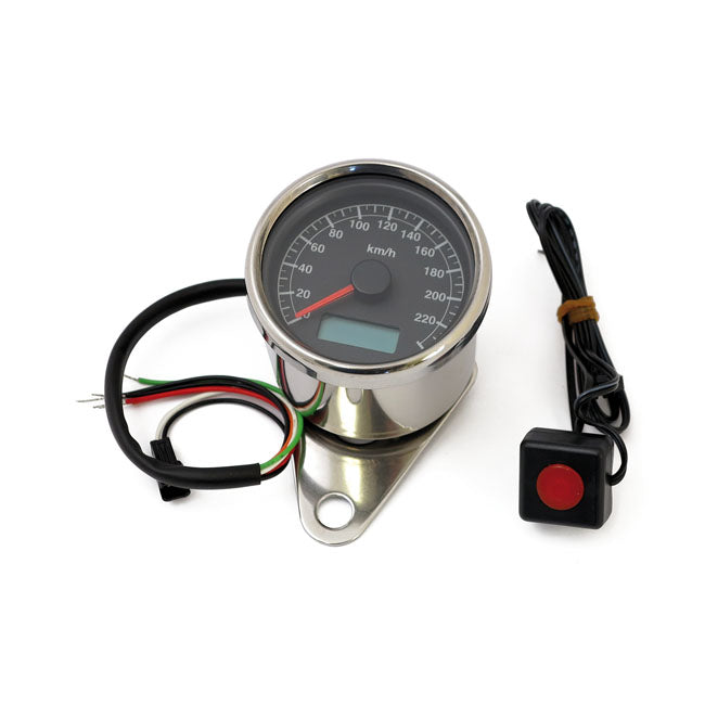 MCS Stoker, Electronic Speedometer. 60mm. Black Face – Compatible with Stock 1996–2003 H-D…