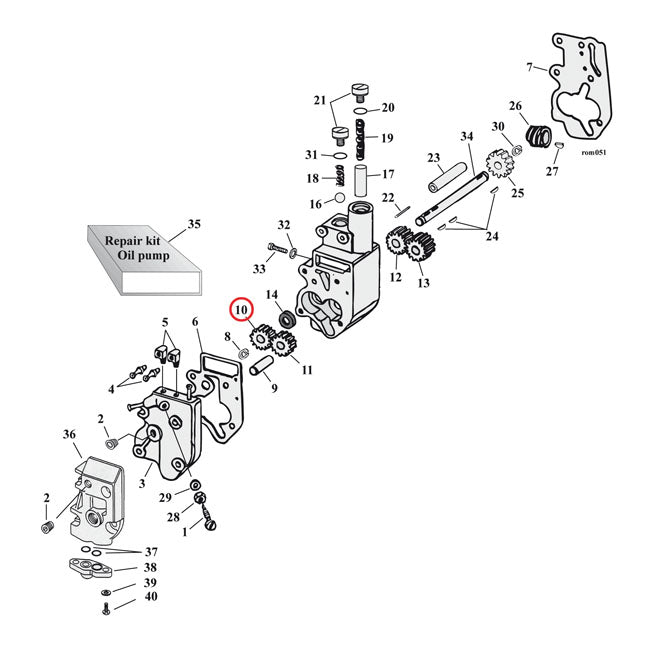 Jims Feed Gear, Driven. Oil Pump – 1968–1999 Big Twin