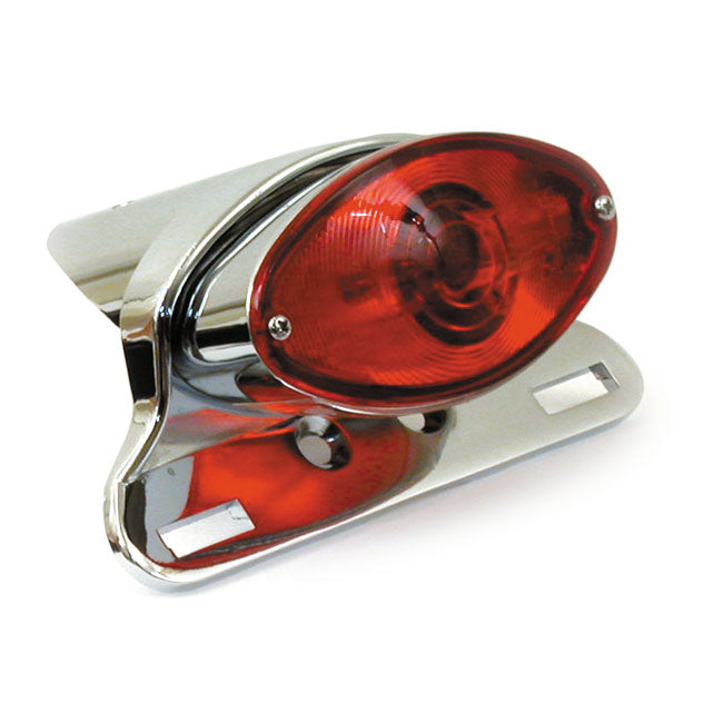 MCS Cateye Taillight. Die-cast Housing W/Bracket. Chrome – Universal