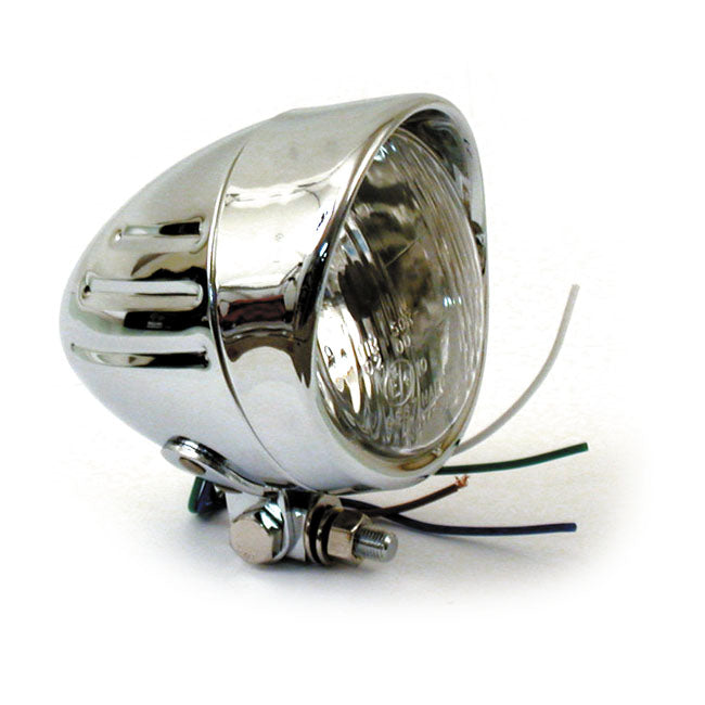 MCS Bullet 4" H4 Position Light. Ribbed & Visor. Chrome