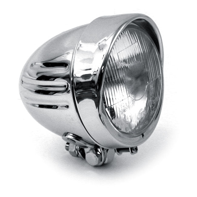 MCS Bullet 4-1/2" Duplo Headlamp. Ribbed. Visor. Chrome