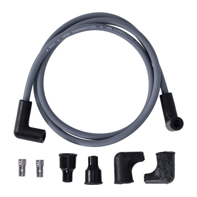 Dynatek Univ. 8mm Spark Plug Wire Set, 90° Plug Boot. Gray – Universal for Pre-1999 Style Coil