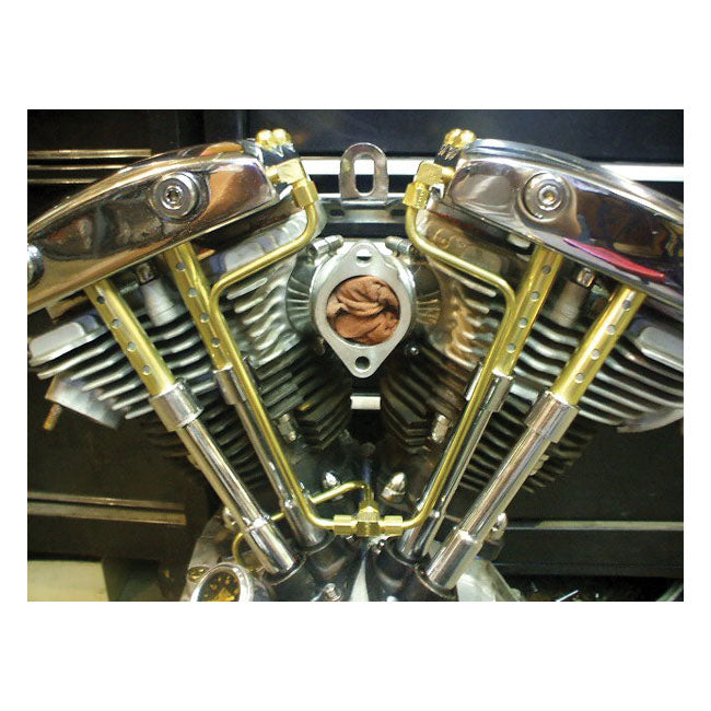 Paughco ''Old STF'' Dual Rocker Box Oil Lines. Brass – 1966–1984 Shovelhead