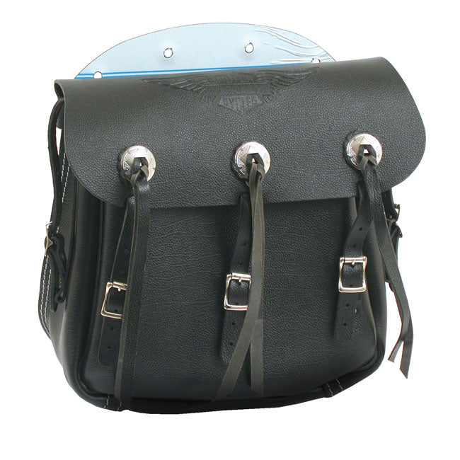 Samwel 36-43 Style Leather Saddlebag Set. Black – 1936–1957 Rigid Big Twin