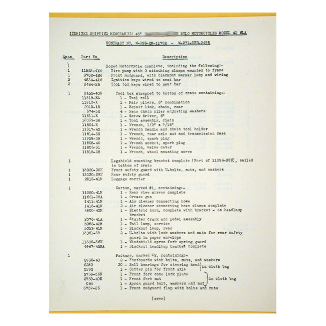 Samwel Assy/Uncrating Procedure 1942 WLA – 1942 WLA Solo