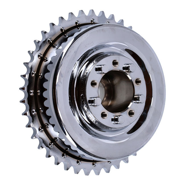 MCS 45" Flathead Rear Brake Drum & Sprocket. Chrome – 45" WL Models