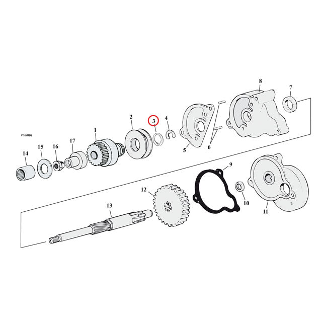 MCS Retaining Ring, Starter Shaft – 1965–1988 FL; FX; 1967–1980 XL Sportster