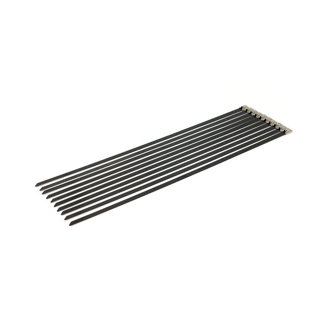 MCS Exhaust Tie Wraps 14.25" Long Black Stainless – Up to 4" Diameter Exhaust Pipes