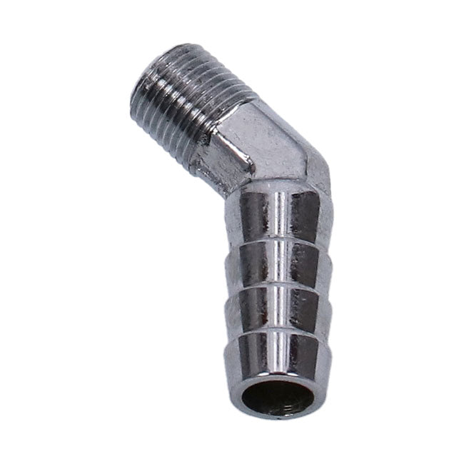 Gardner-Westcott Oil Line Fitting, 45 Degree. 1/8"-27 NPT to 3/8". Chrome