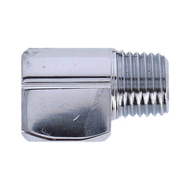 Gardner-Westcott Adapter Oil Line Fitting, 90 Degrees. 1/4" NPT. Chrome