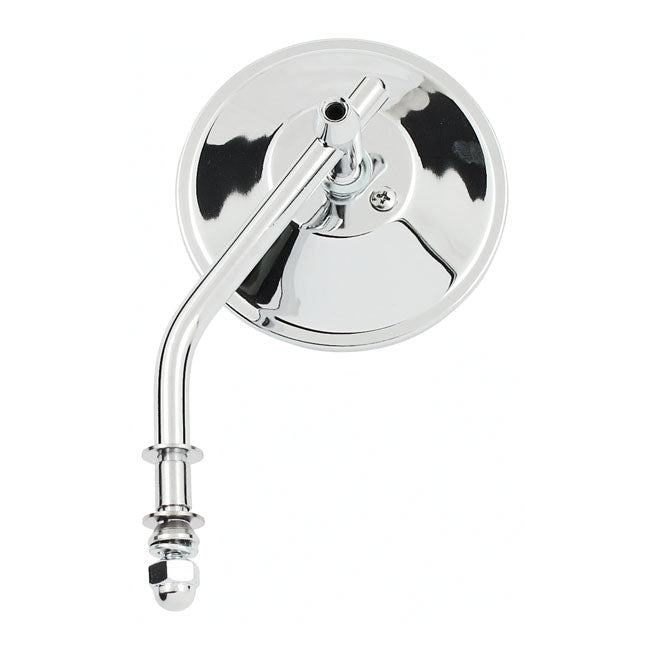 MCS Steel 4" Round Mirror. Chrome, Short Stem – 65-UP H-D