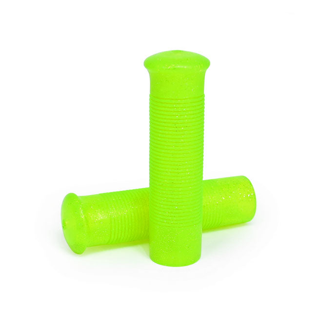 MCS Anderson 1" Grips Glitter Lime Green – 1974–2025 H-D with 1" Diameter Grip Area