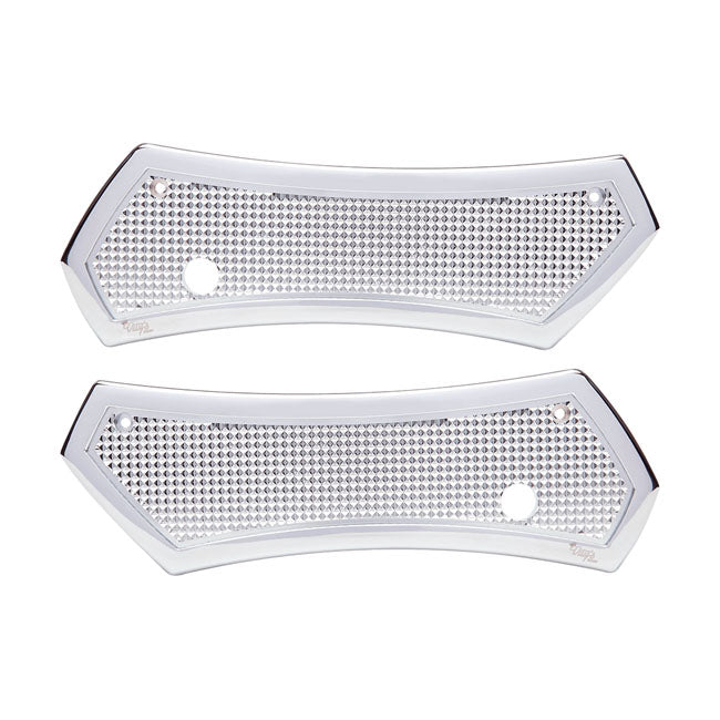 Diamond Saddlebag Latch Cover Set. Chrome
