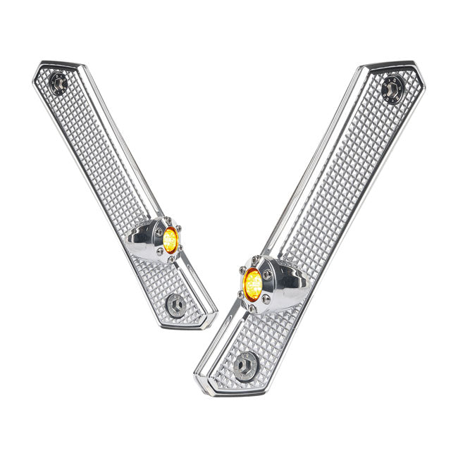Diamond Front Turn Signals, Chrome. ECE Appr.
