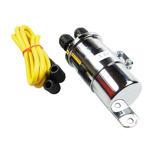 MCS Round Custom Ignition Coil Kit, 12V. Chrome – Points Style Ignition in Custom…