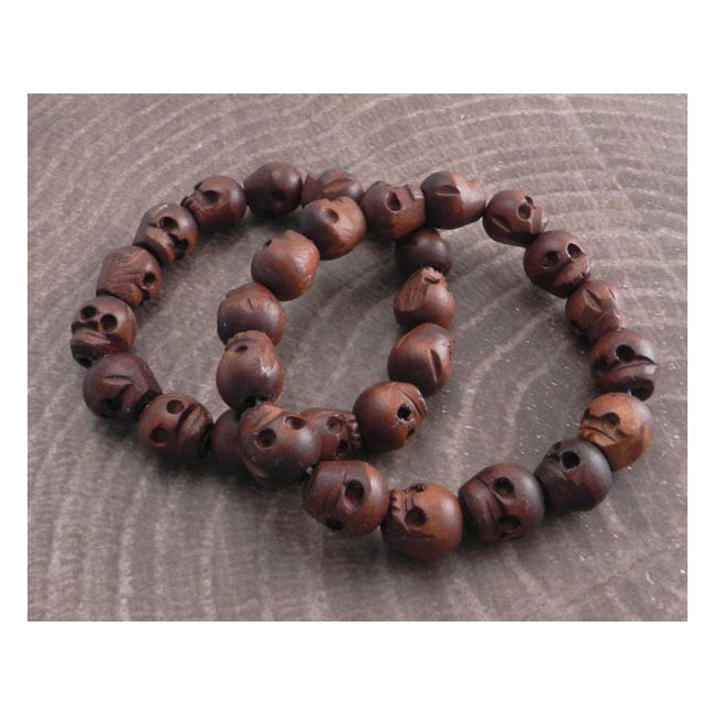 Amigaz Wood Skull Bead Bracelet Set