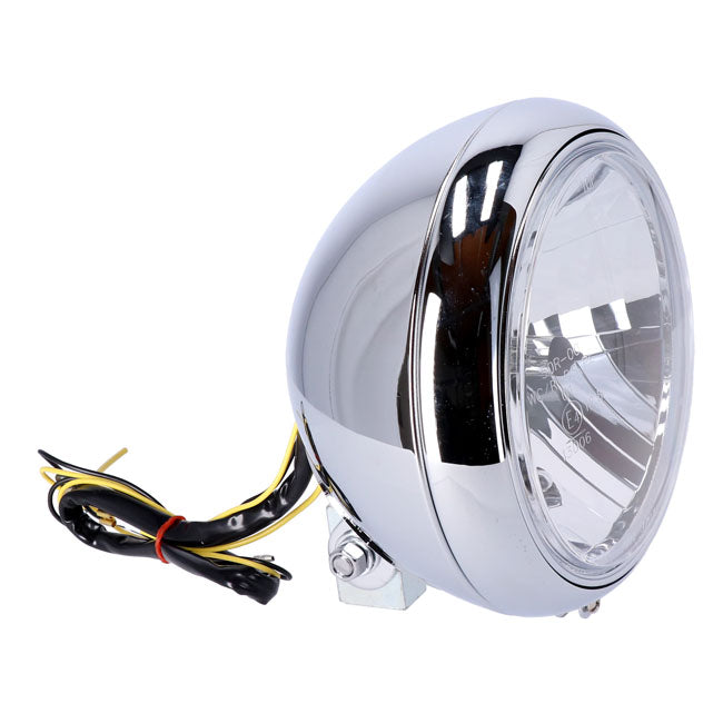 MCS 7" H4 Headlamp for FL Models. Clear Lens. Chrome – 1986–2017 FLST Models with 7" Headlamps