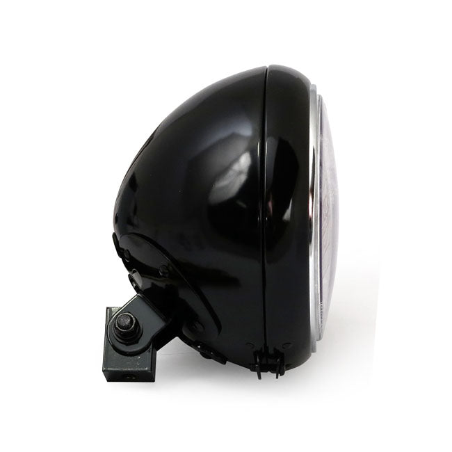 MCS 7" H4 Headlamp for FL Models. Clear Lens. Black – 1986–2017 FLST Models with 7" Headlamps
