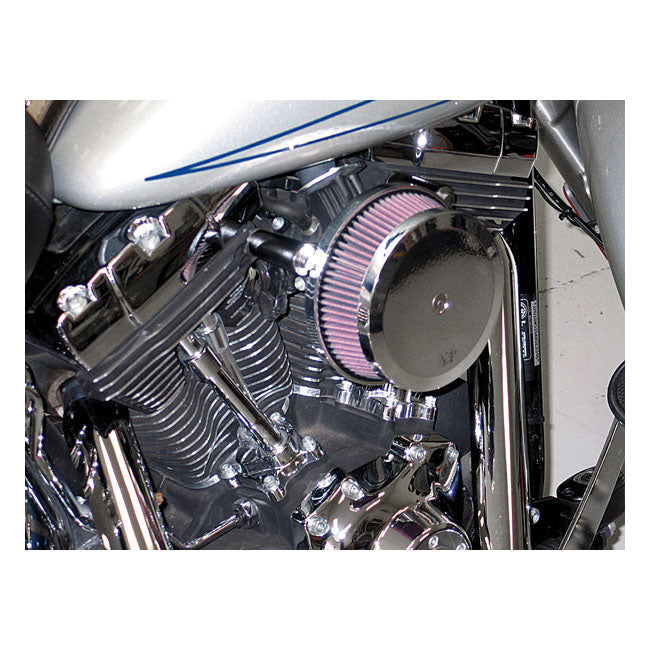 K&N Street Metal High-flow Air Intake Hammer, Chrome – 2000–2015 Softail; 1999–2017 Dyna…