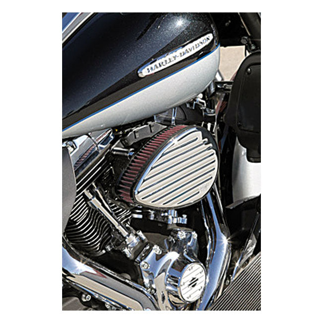 K&N Street Metal High-Flow Air Intake Flux, Chrome for 16-17 Softail; 2017 FXdls; 08-16 Touring, Trike. (E-Throttle Models)