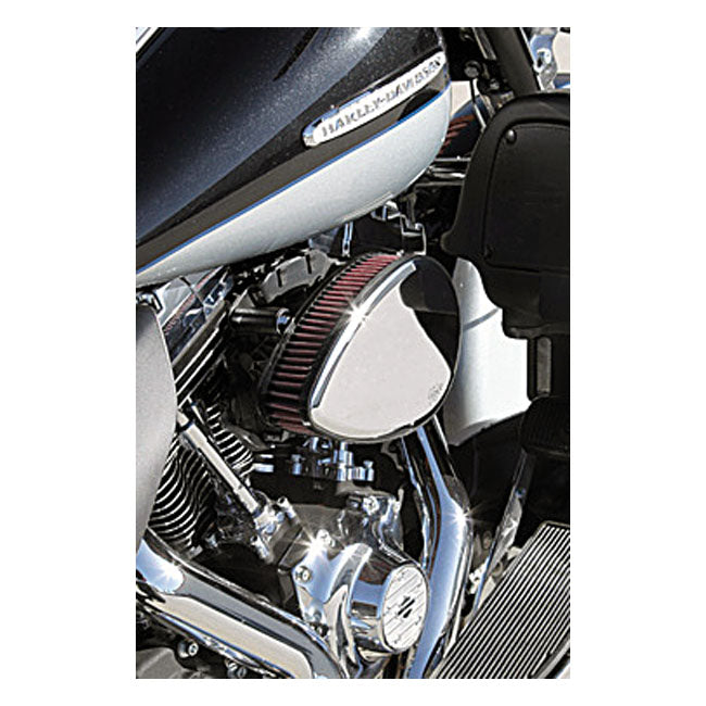 K&N Street Metal High-Flow Air Intake Torch, Chrome for 16-17 Softail; 2017 FXdls; 08-16 Touring, Trike. (E-Throttle Models)