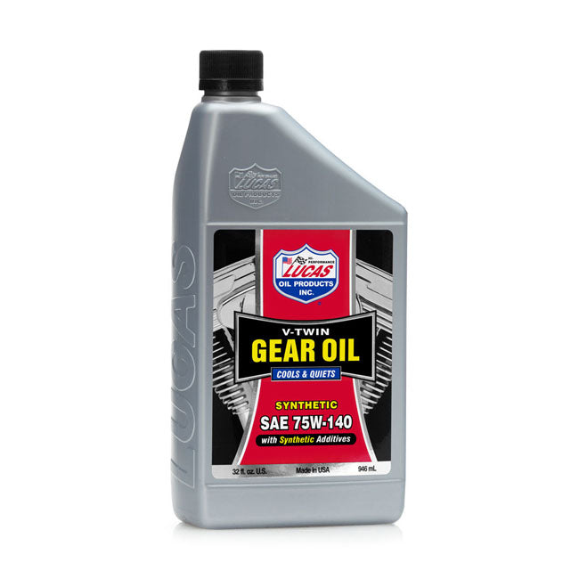 Lucas Oil V-Twin Gear Oil 75W-140. Synthetic – 1936–2026 All Big Twin
