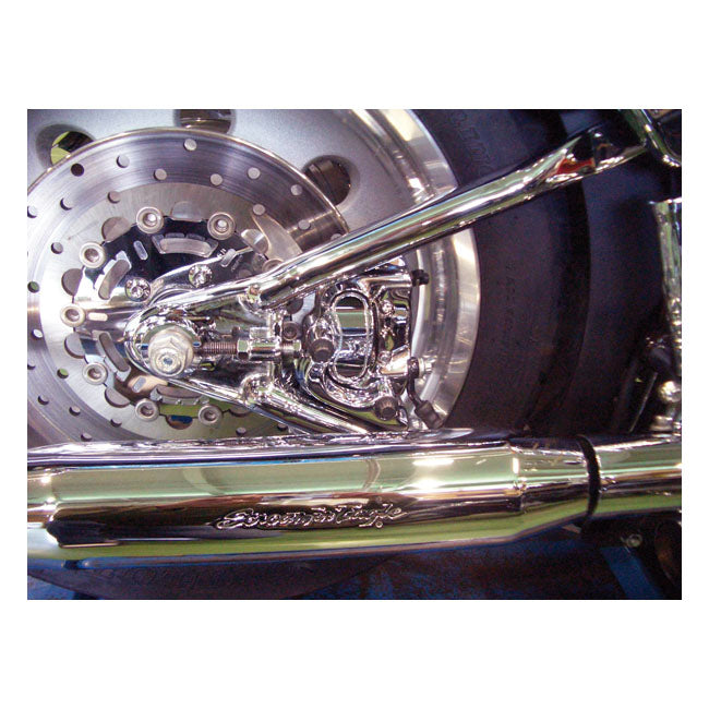 MCS Brake Caliper Assembly, Rear. Chrome – 2006–2007 FXST; 2007 FLSTF