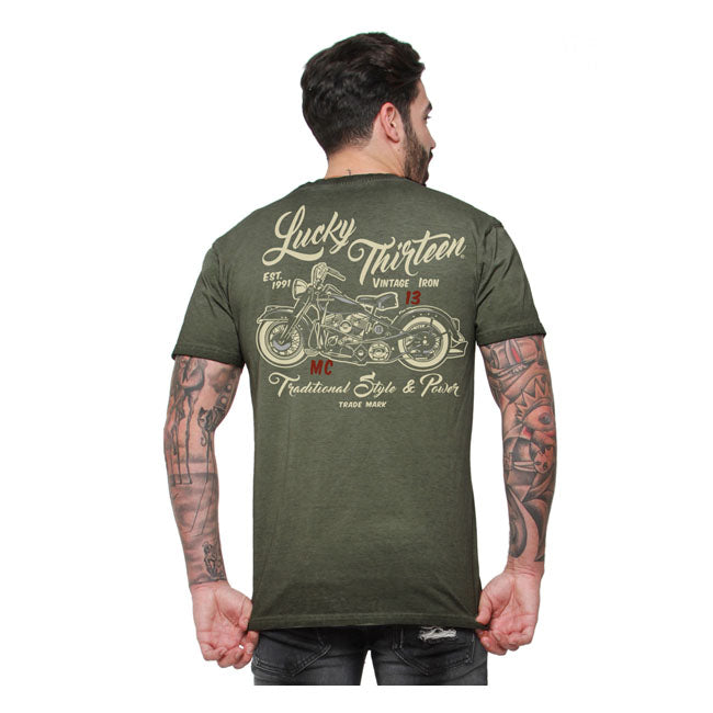 Lucky 13 Vintage Iron T-Shirt Retro Green – S