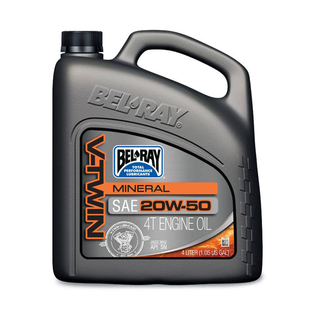 Bel-Ray V-TWIN Mineral Motor Oil, 20w50. 4l – Designed for Air and Oil Cooled Large…