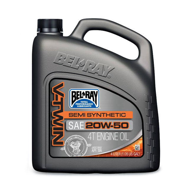 Bel-Ray V-TWIN Semi-Synthetic Motor Oil, 20w50. 4l – Designed for Air and Oil Cooled Large…