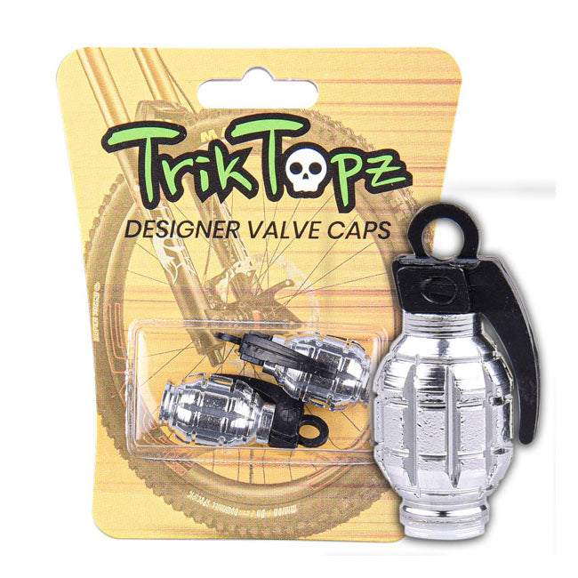 Triktopz Hand Grenade Valve Caps. Chrome – Universal