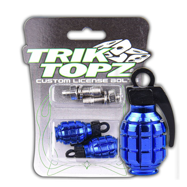 TrikTopz Hand Grenade License Plate Mounts. Blue – Universal