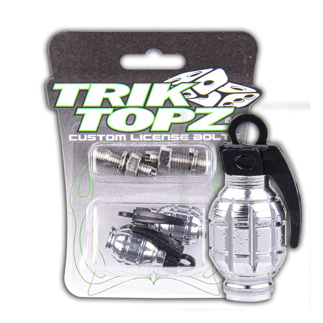 TrikTopz Hand Grenade License Plate Mounts. Chrome – Universal