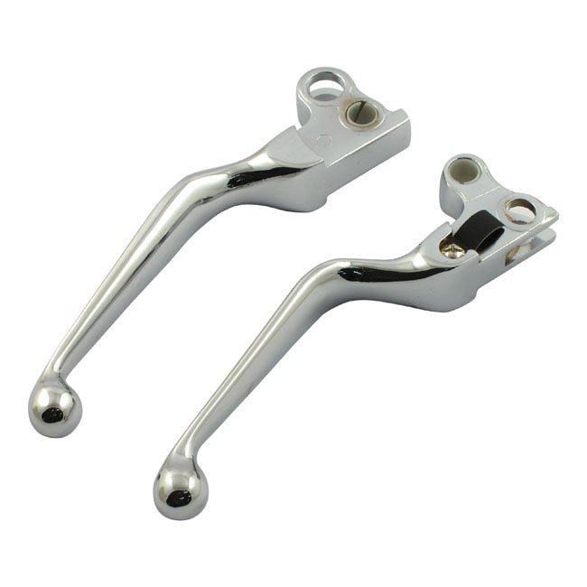 MCS Handlebar Lever Set, 93-Up Style. Chrome – 1982–1995 Big Twin; XL Sportster
