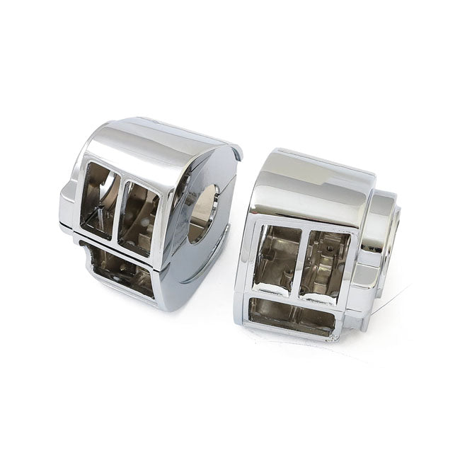 MCS Switch Housing Set, Smooth. Chrome – 1982–1995 Big Twin; XL Sportster