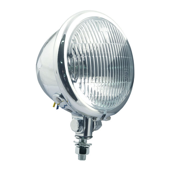 MCS 4-1/2" H3 Bates Style Fog Lamp. Chrome. Ribbed Lens